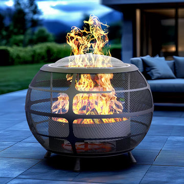 Haloo Sphere Wood Burning Fire Pit + Cover