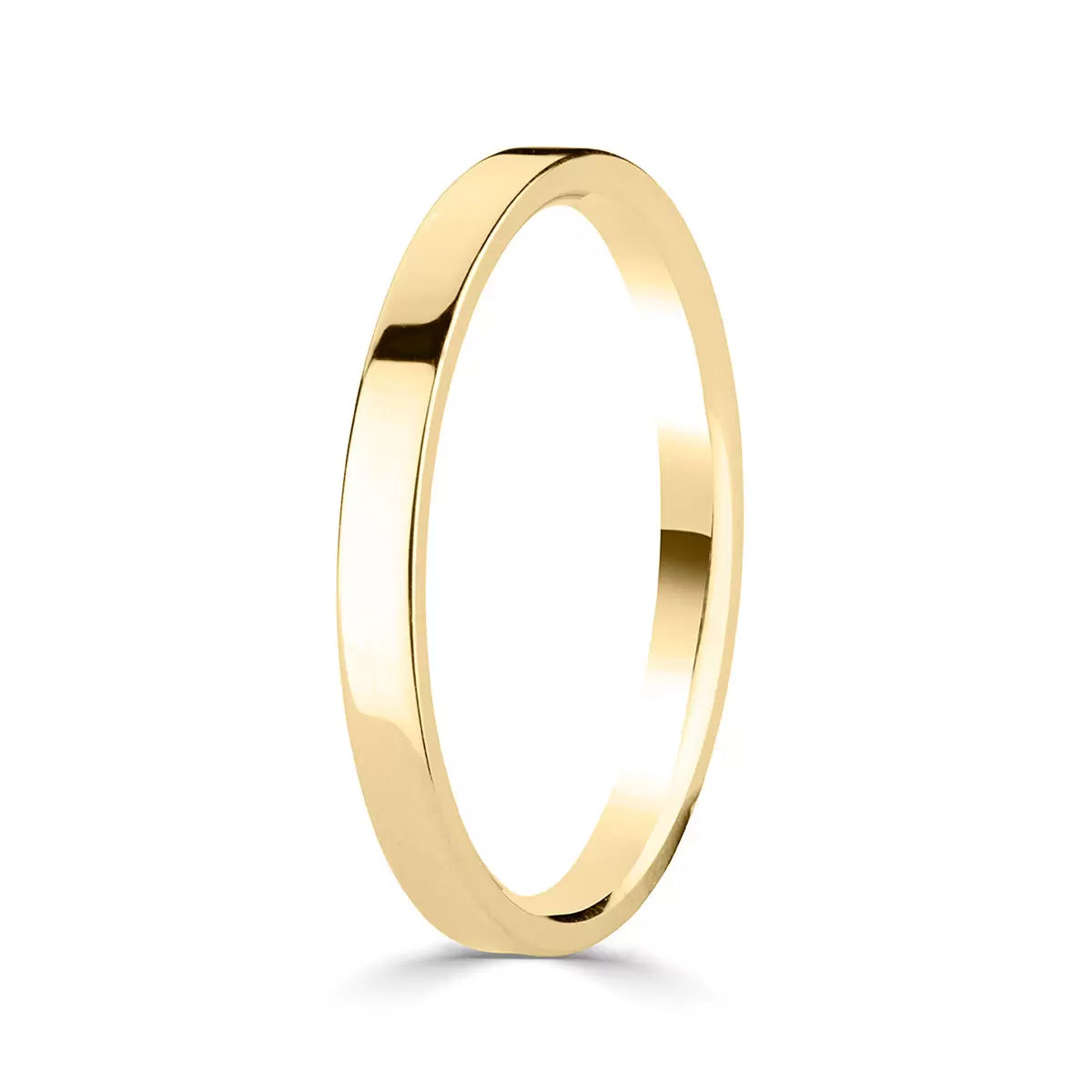 2.0mm Classic Flat Court Wedding Ring, 18ct Yellow Gold