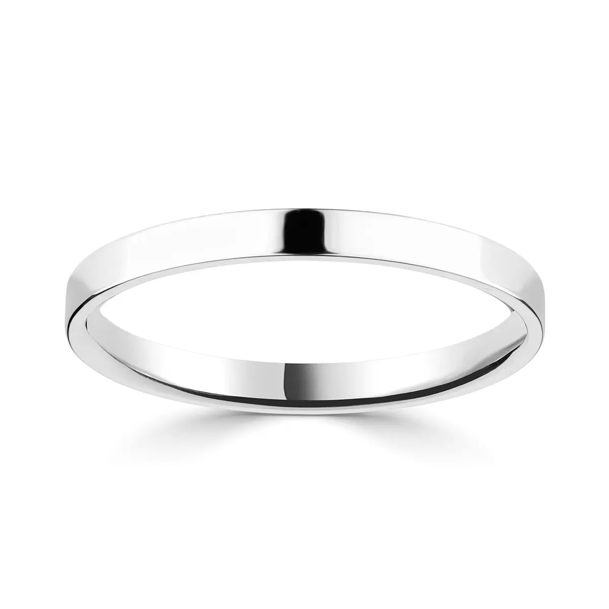 2.0mm Classic Flat Court Wedding Ring, Platinum