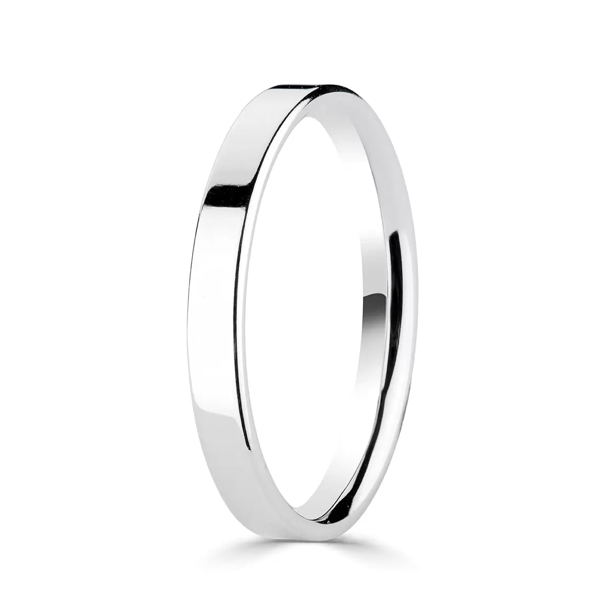 2.5mm Classic Flat Court Wedding Ring, 18ct White Gold