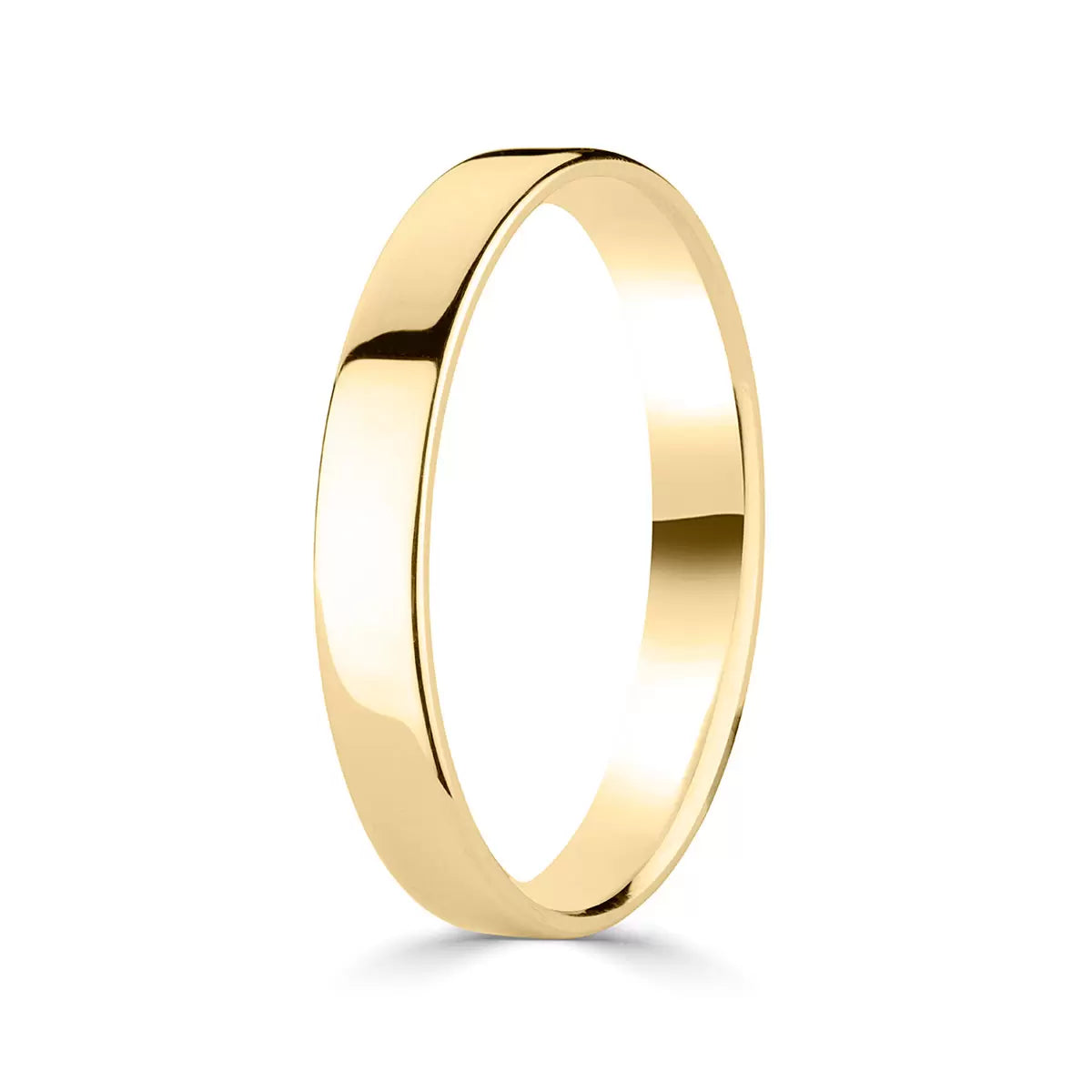3.0mm Classic Flat Court Wedding Ring, 18ct Yellow Gold