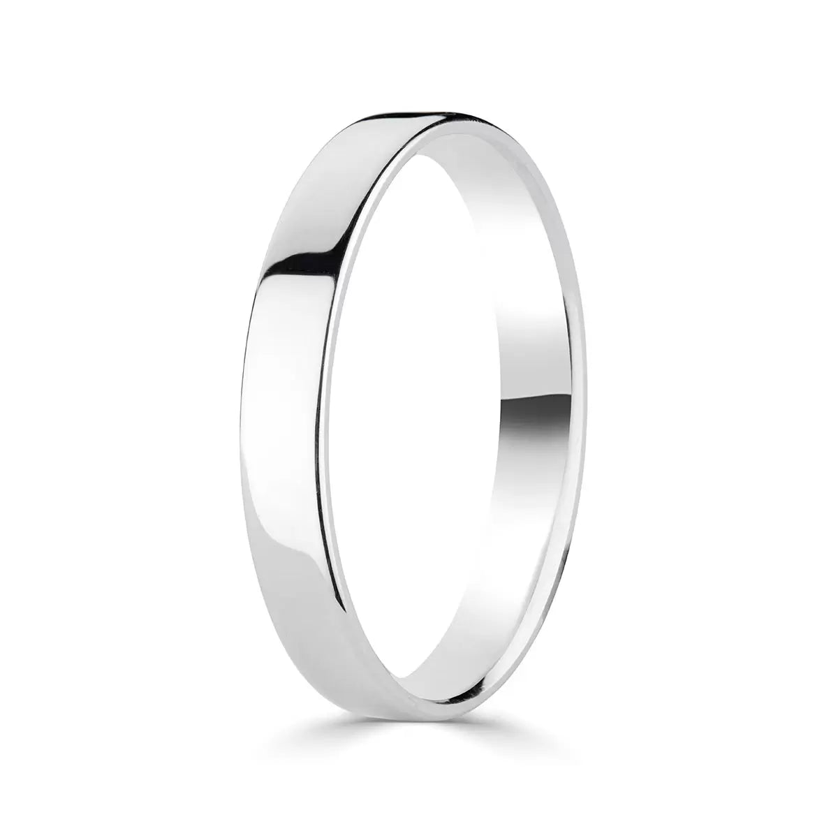 3.0mm Classic Flat Court Wedding Ring, Platinum