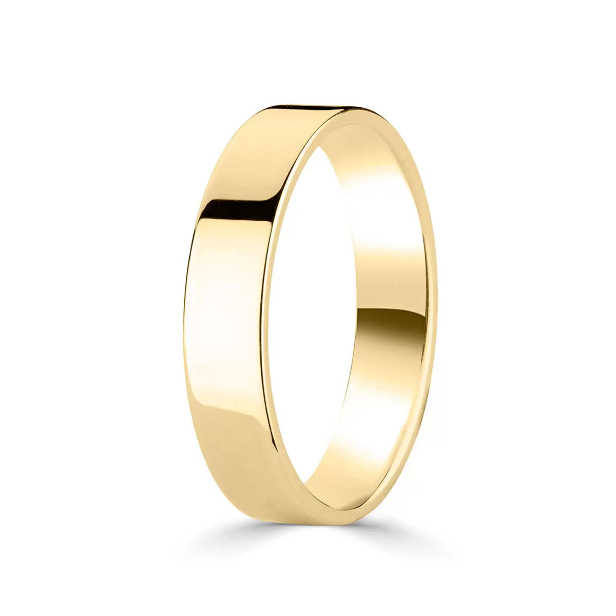 4.0mm Classic Flat Court Wedding Ring, 18ct Yellow Gold
