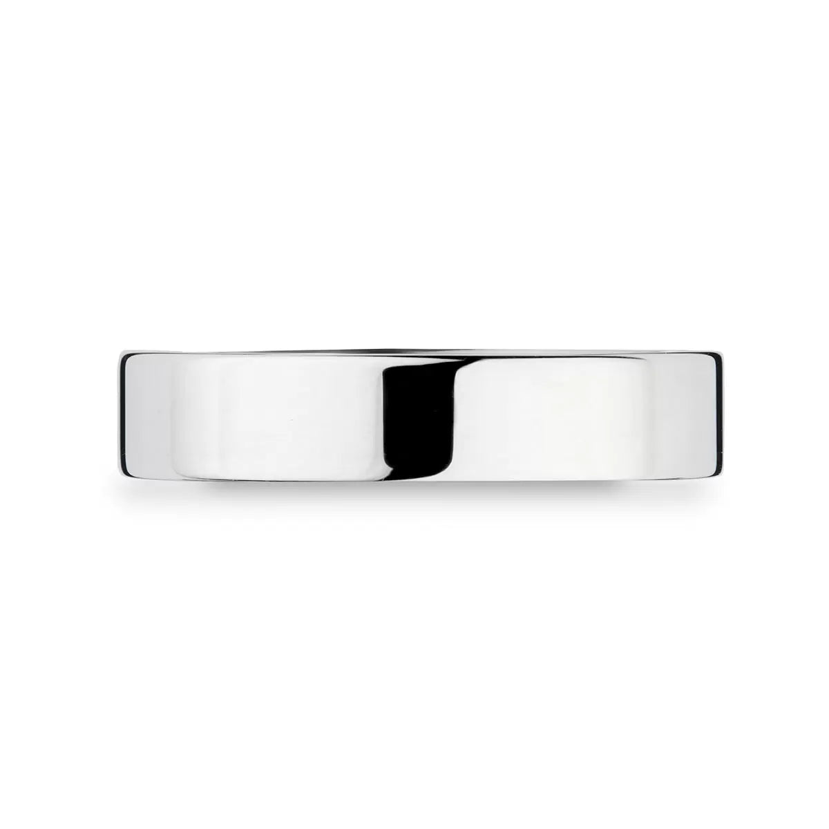 4.0mm Classic Flat Court Wedding Ring, 18ct White Gold