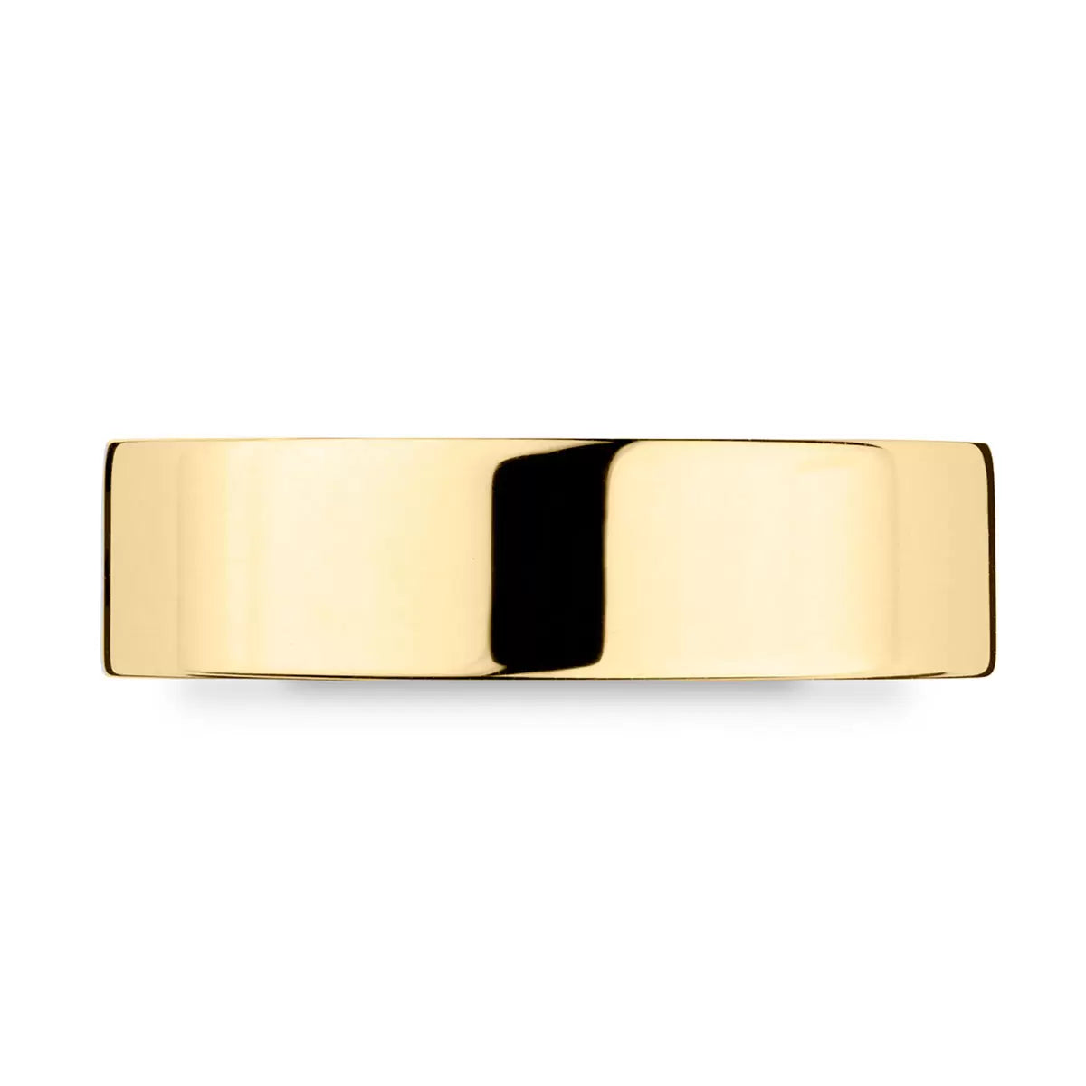 6.0mm Classic Flat Court Wedding Ring, 18ct Yellow Gold