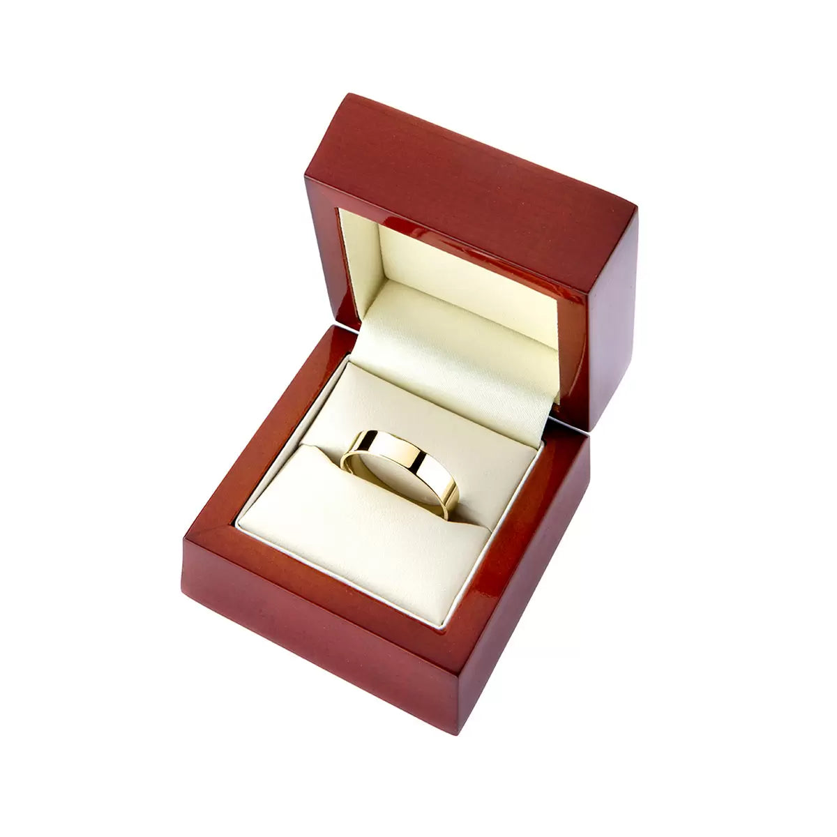 6.0mm Classic Flat Court Wedding Ring, 18ct Yellow Gold