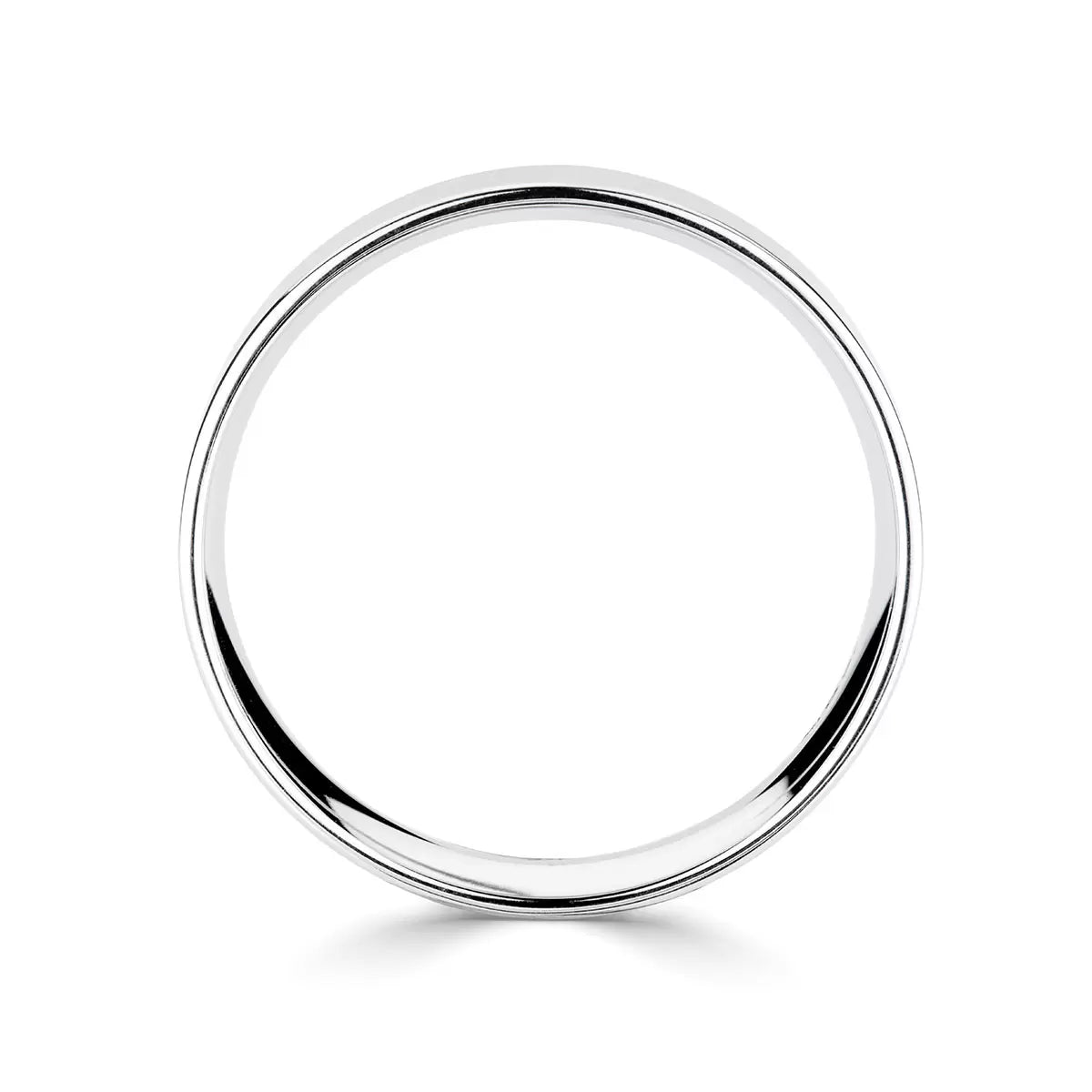 6.0mm Classic Flat Court Wedding Ring, 18ct White Gold