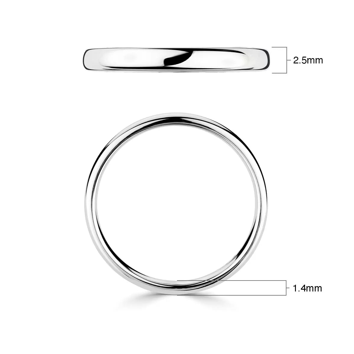 2.5mm Classic Court Wedding Ring, Platinum