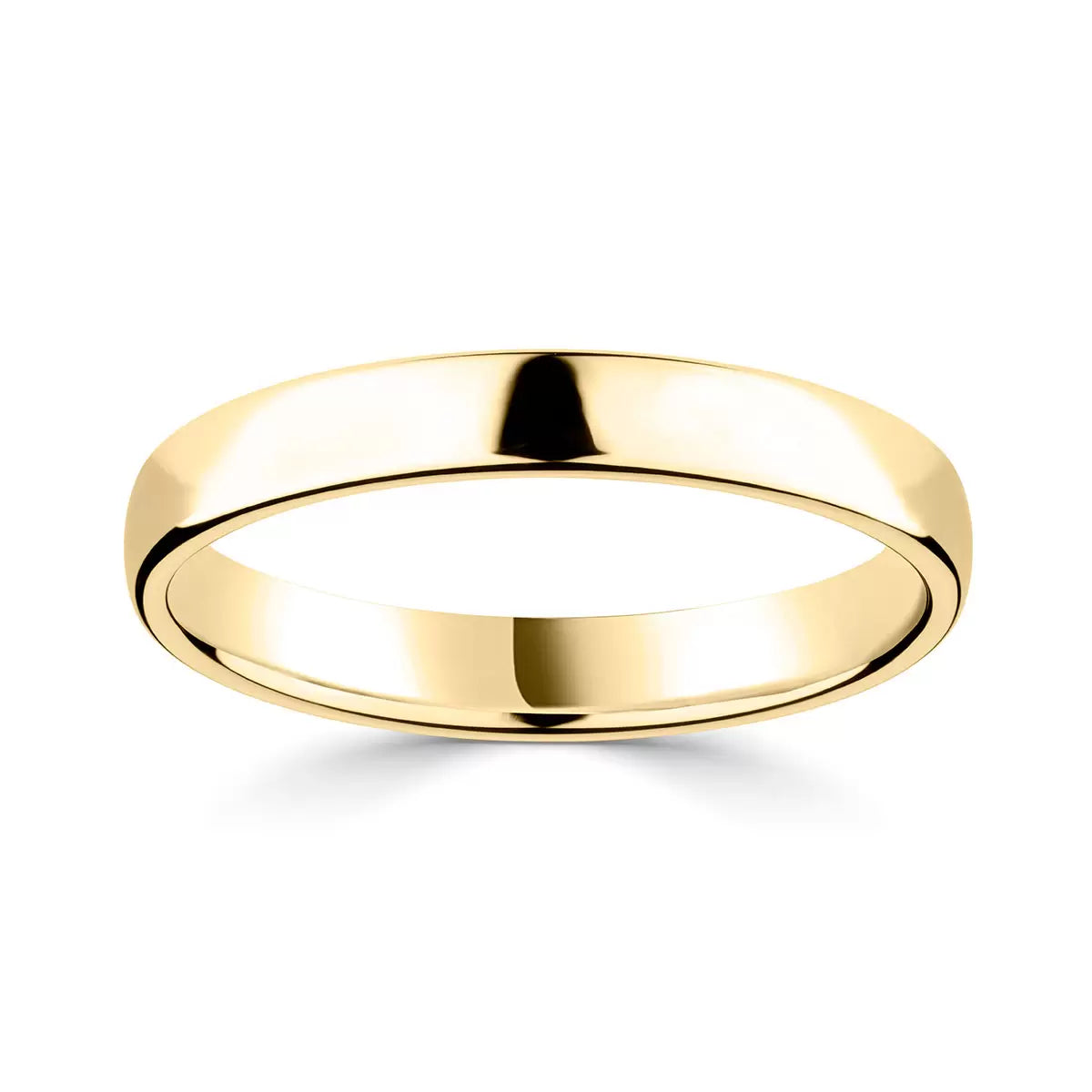 3.0mm Classic Court Wedding Ring, 18ct Yellow Gold