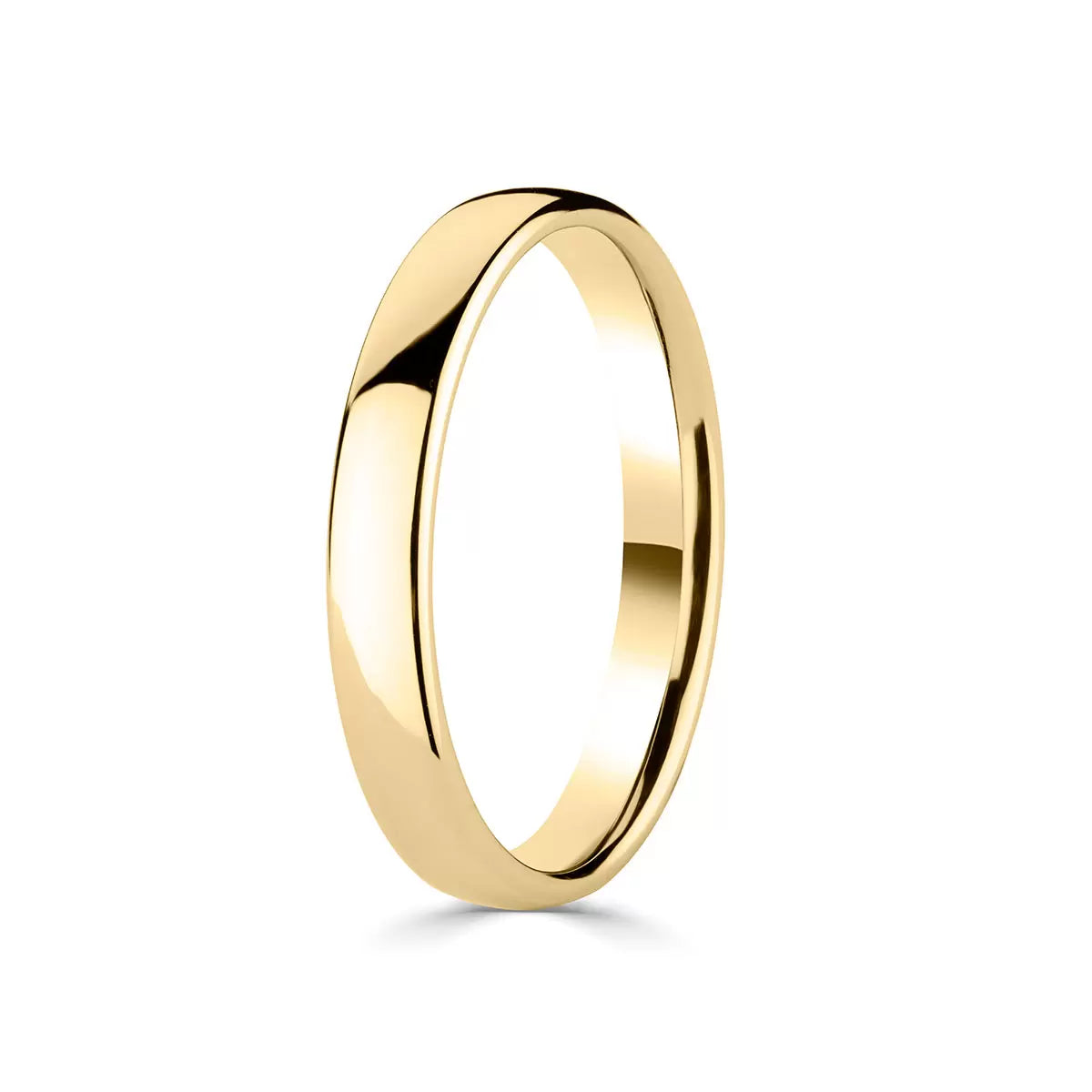 3.0mm Classic Court Wedding Ring, 18ct Yellow Gold