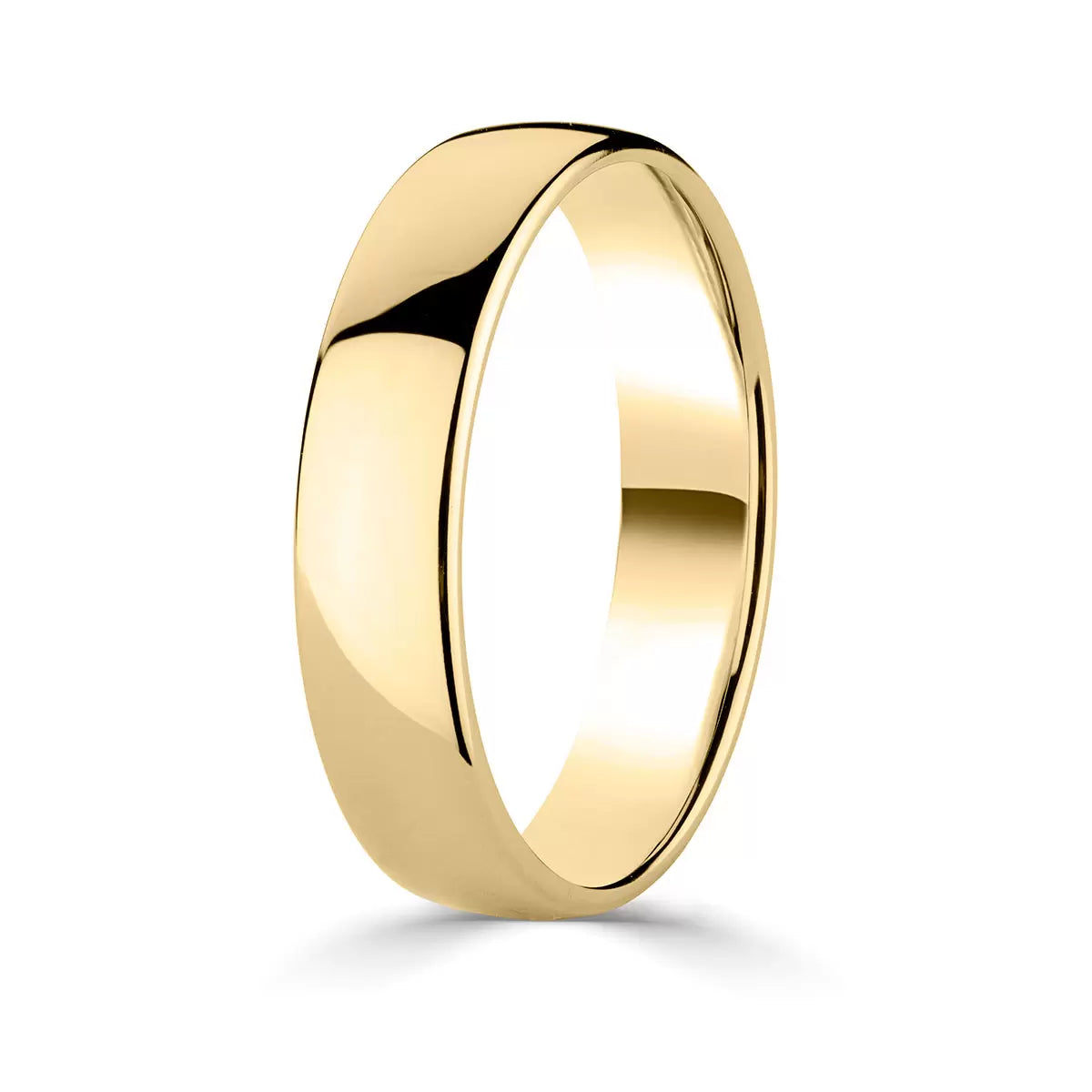 5.0mm Classic Court Wedding Ring, 18ct Yellow Gold