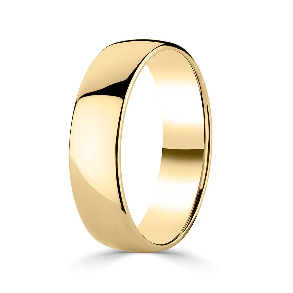 6.0mm Classic Court Wedding Ring, 18ct Yellow Gold