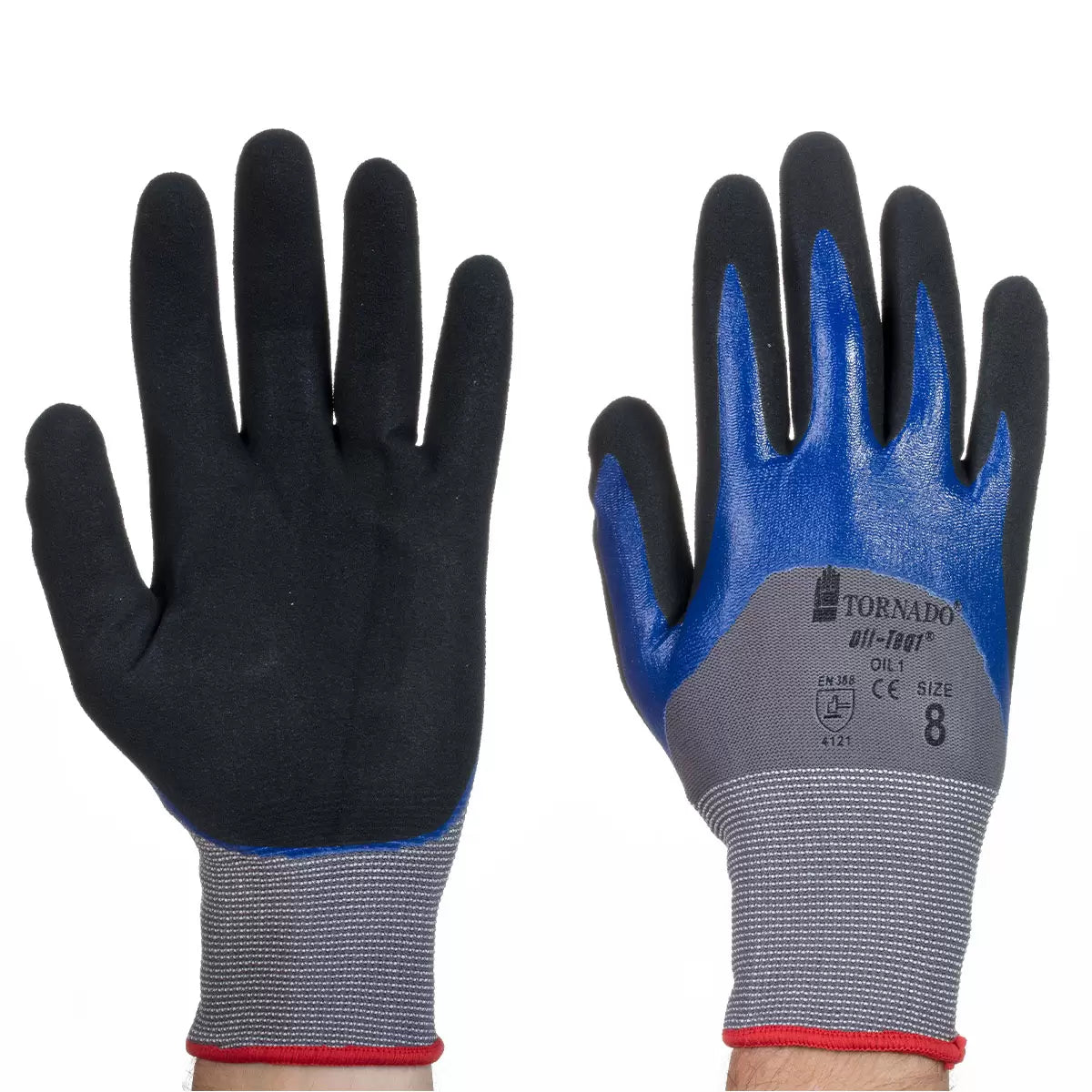 Tornado Oil-Teq 1 (¾ Double-Dip Nitrile Coated) Safety Gloves - 12 Pairs in 3