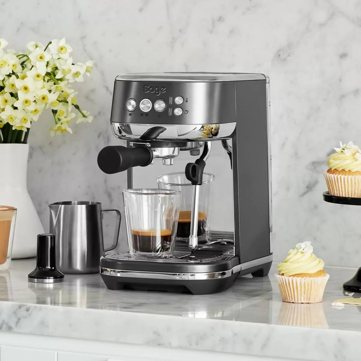 Sage Bambino Plus Pump Espresso Coffee Machine in Black Stainless Steel