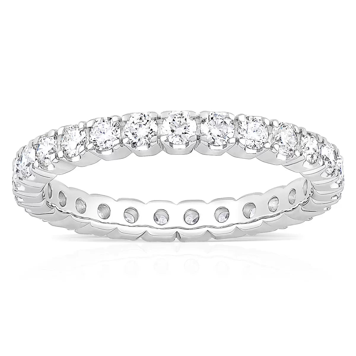 1.00ctw Round Brilliant Cut Claw Set Diamond Eternity Ring, 18ct White Gold in 6