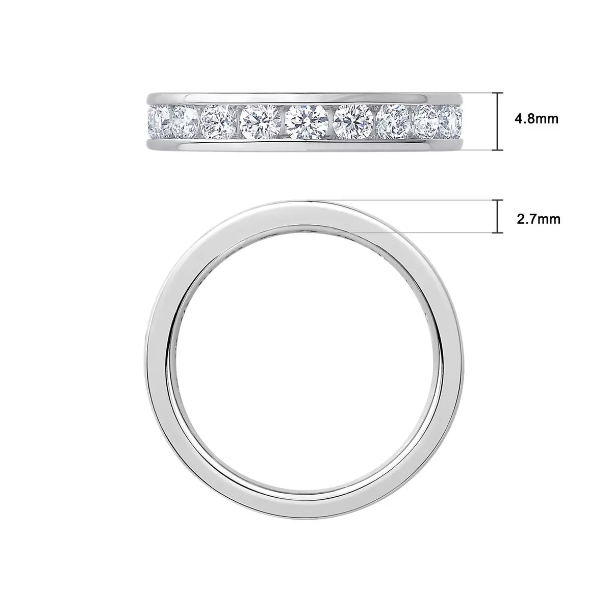 2.00ctw Round Brilliant Cut Channel Set Eternity Ring, Platinum in 6 Sizes