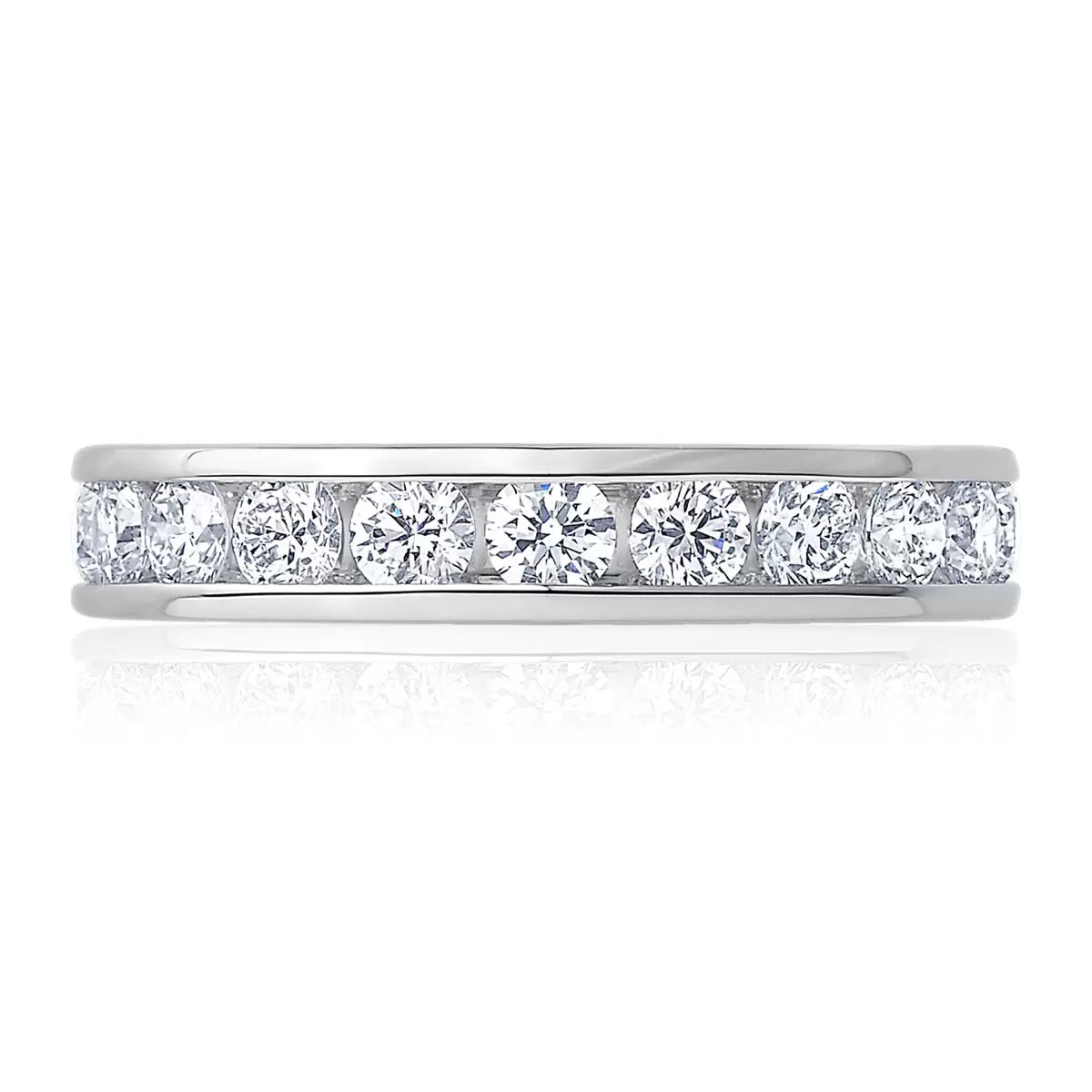 2.00ctw Round Brilliant Cut Channel Set Eternity Ring, Platinum in 6 Sizes