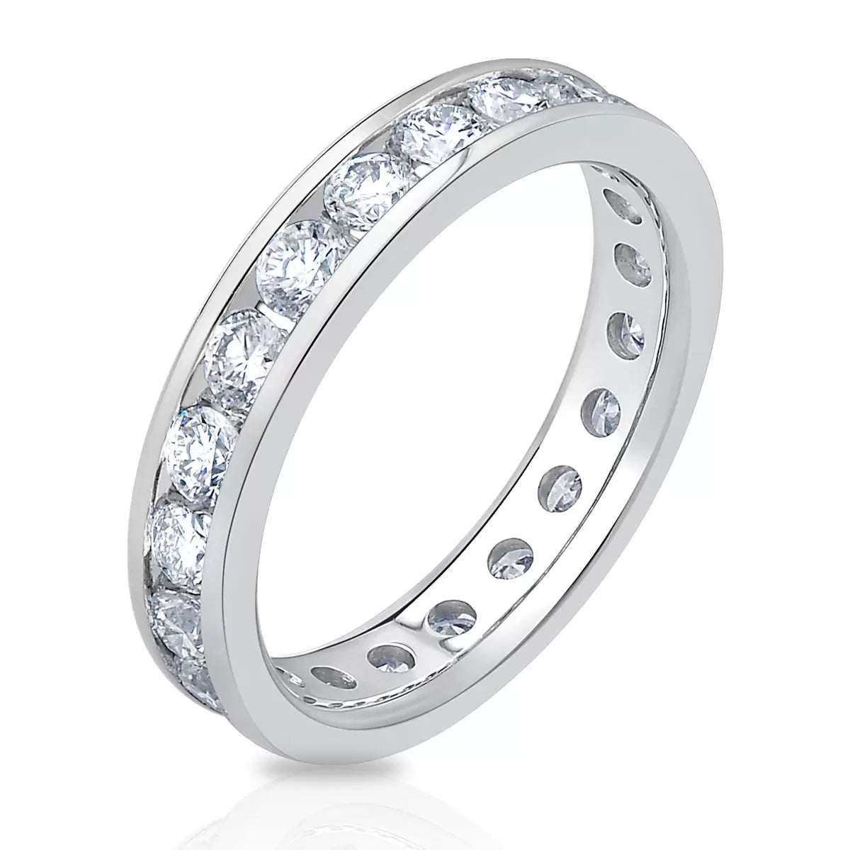 2.00ctw Round Brilliant Cut Channel Set Eternity Ring, Platinum in 6 Sizes