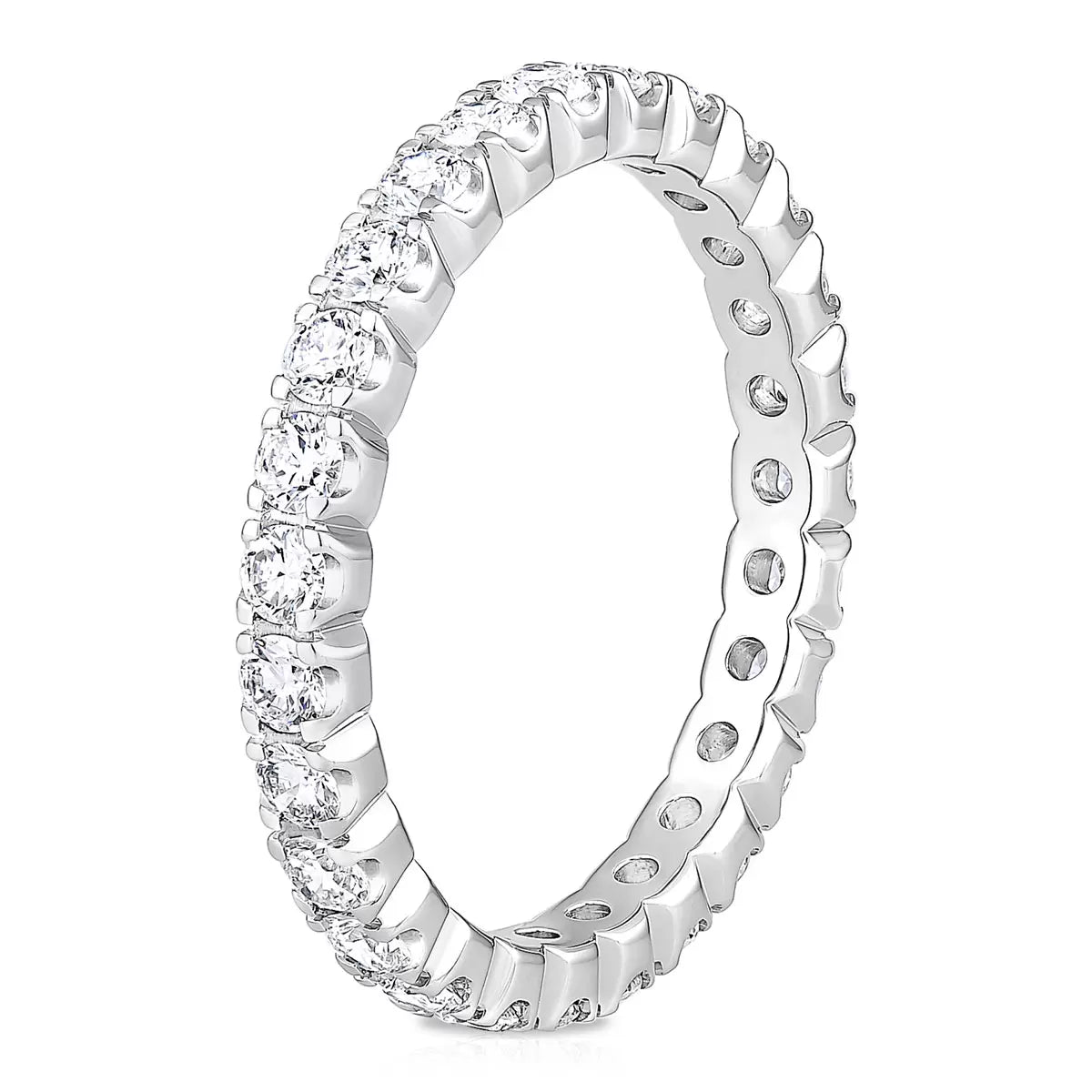 1.00ctw Round Brilliant Cut Claw Set Diamond Eternity Ring, 18ct White Gold in 6