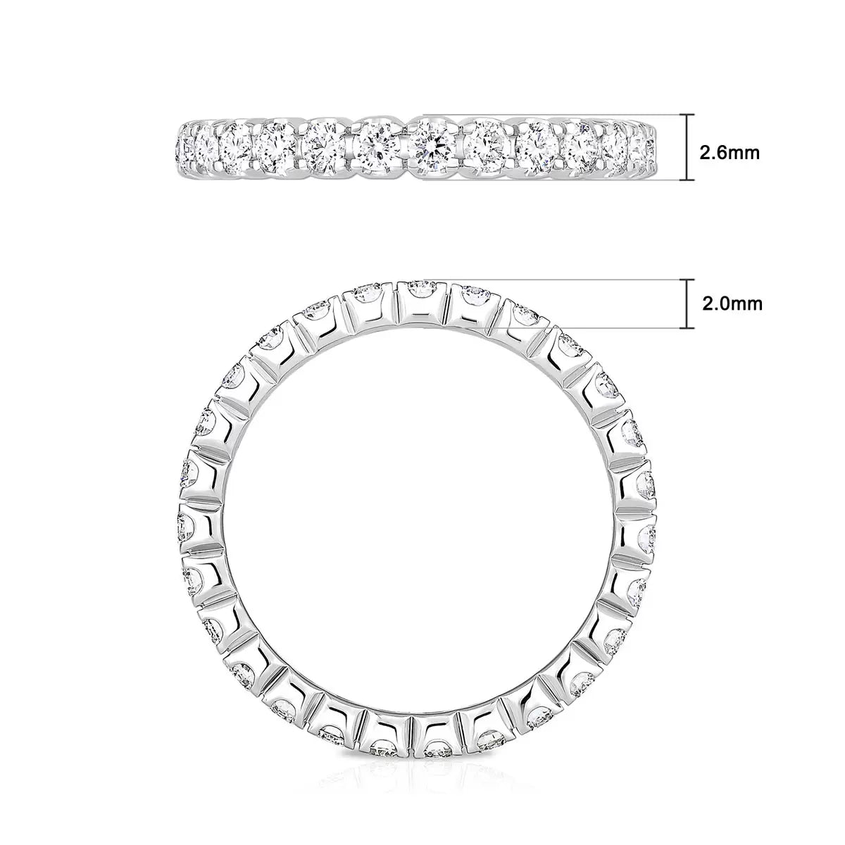 1.00ctw Round Brilliant Cut Claw Set Diamond Eternity Ring, 18ct White Gold in 6