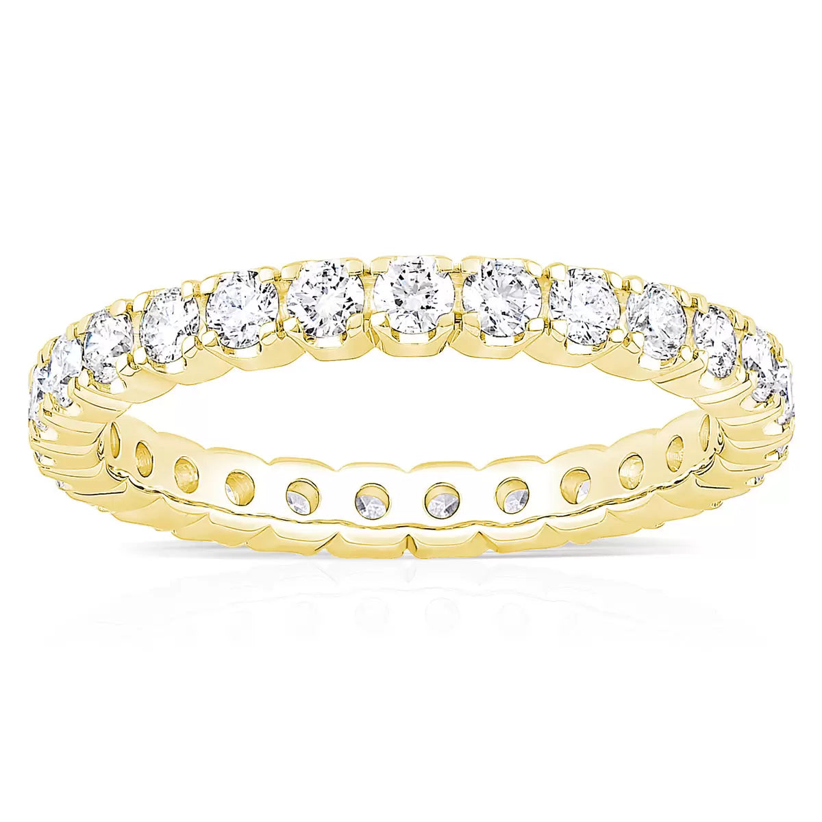 1.00ctw Round Brilliant Cut Claw Set Eternity Ring, 18ct Yellow Gold in 6 Sizes