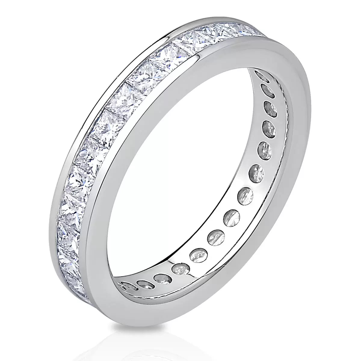 2.00ctw Princess Cut Channel Set Diamond Eternity Ring, Platinum in 6 Sizes