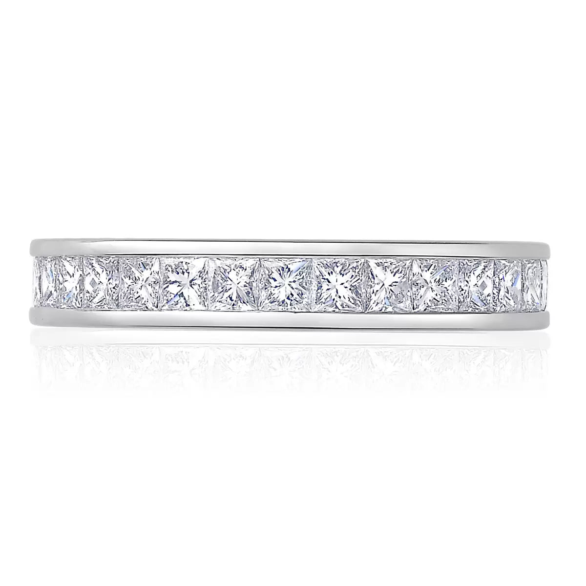 2.00ctw Princess Cut Channel Set Diamond Eternity Ring, Platinum in 6 Sizes