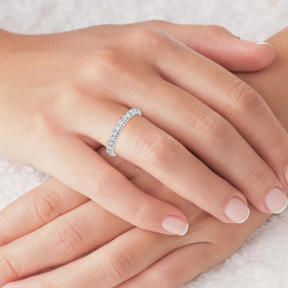 0.50ctw Round Brilliant Cut Diamond Half Eternity Ring, 18ct White Gold in 3