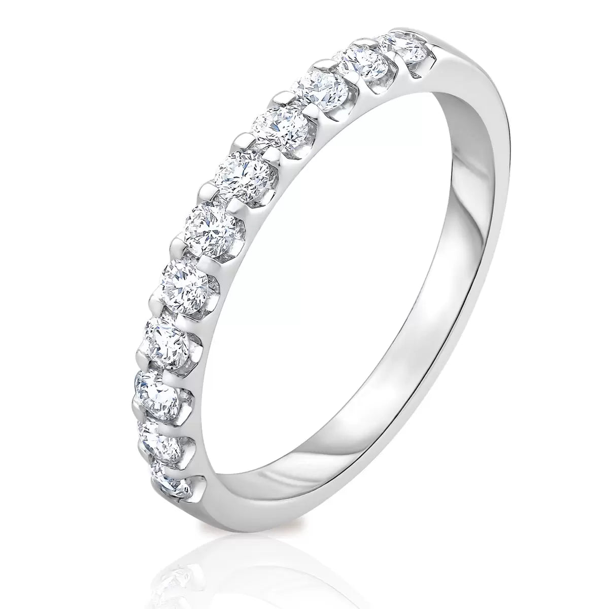 0.50ctw Round Brilliant Cut Diamond Half Eternity Ring, 18ct White Gold in 3