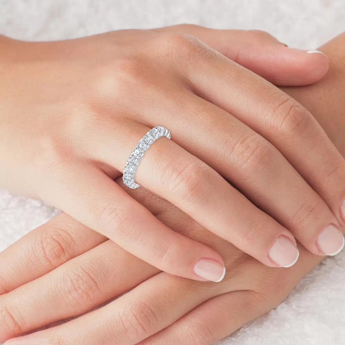 2.00ctw Round Brilliant Cut Diamond Eternity Ring, Platinum in 6 Sizes