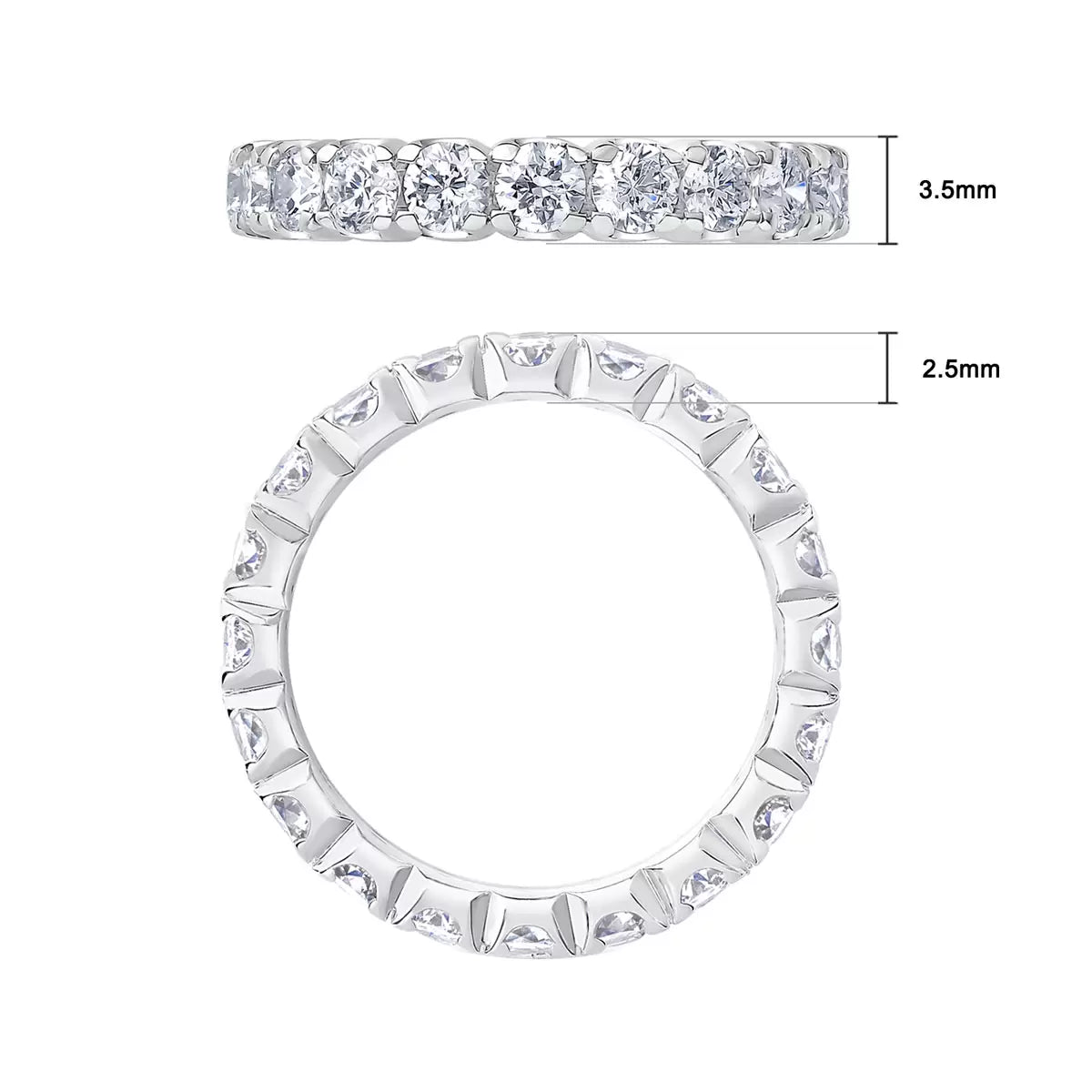 2.00ctw Round Brilliant Cut Diamond Eternity Ring, Platinum in 6 Sizes