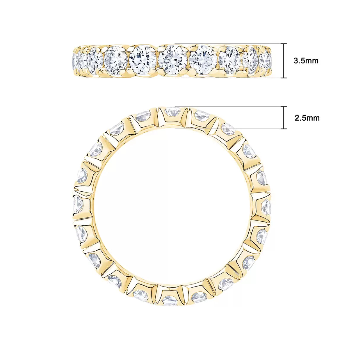 2.00ctw Round Brilliant Cut Diamond Eternity Ring, 18ct Yellow Gold in 6 Sizes