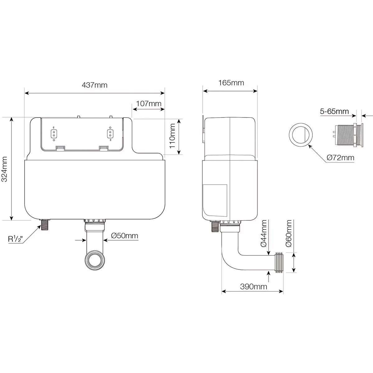 Tavistock Comfort Height Concealed 6L Cistern