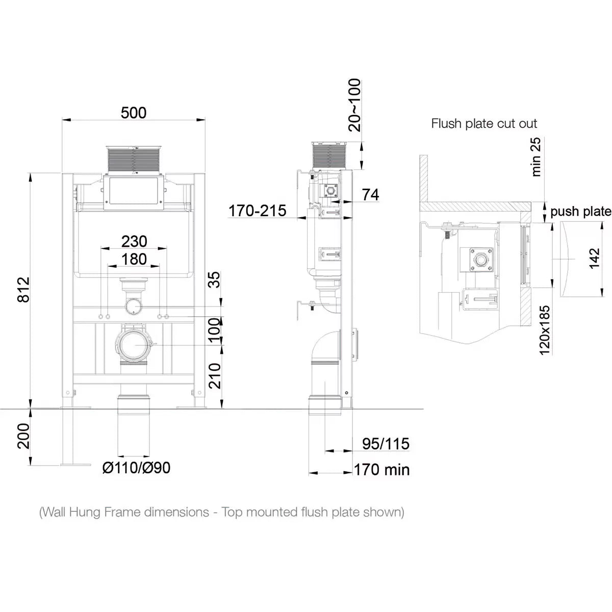 Tavistock 0.82m Wall Hung Toilet Frame and 6L Cistern
