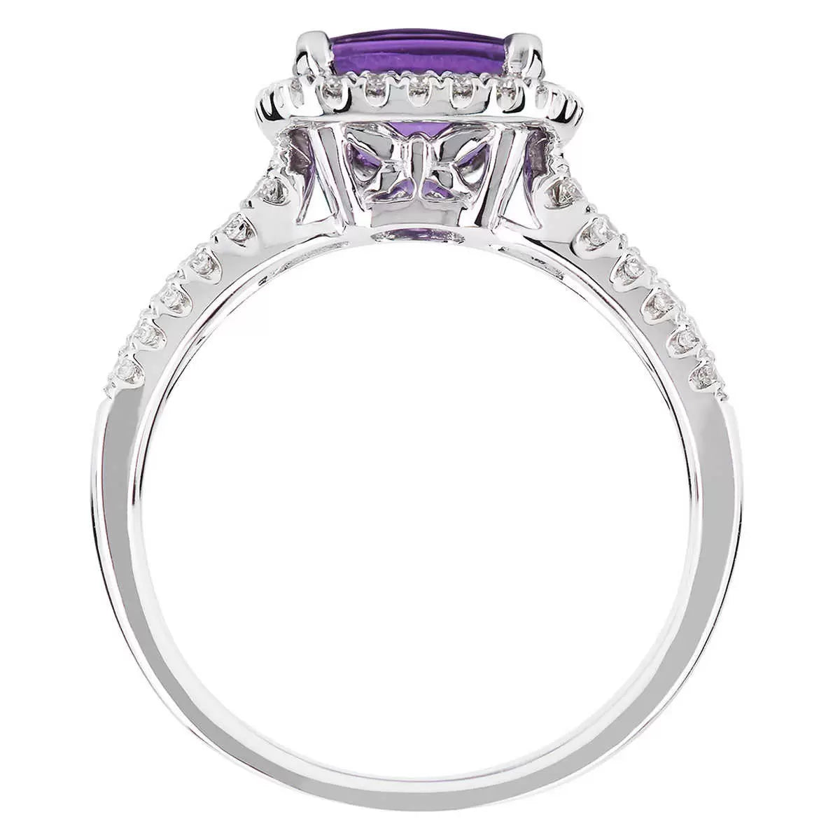 Cushion Cut Amethyst and Diamond Ring, 14ct White Gold
