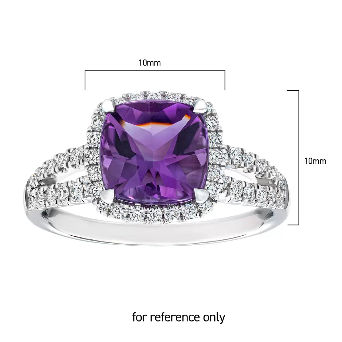 Cushion Cut Amethyst and Diamond Ring, 14ct White Gold