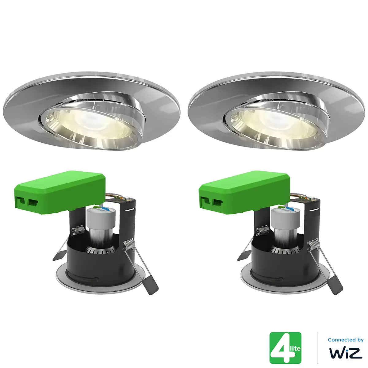 4lite WiZ Connected LED IP20 Fire Rated Adjustable Downlight, Pack of 2