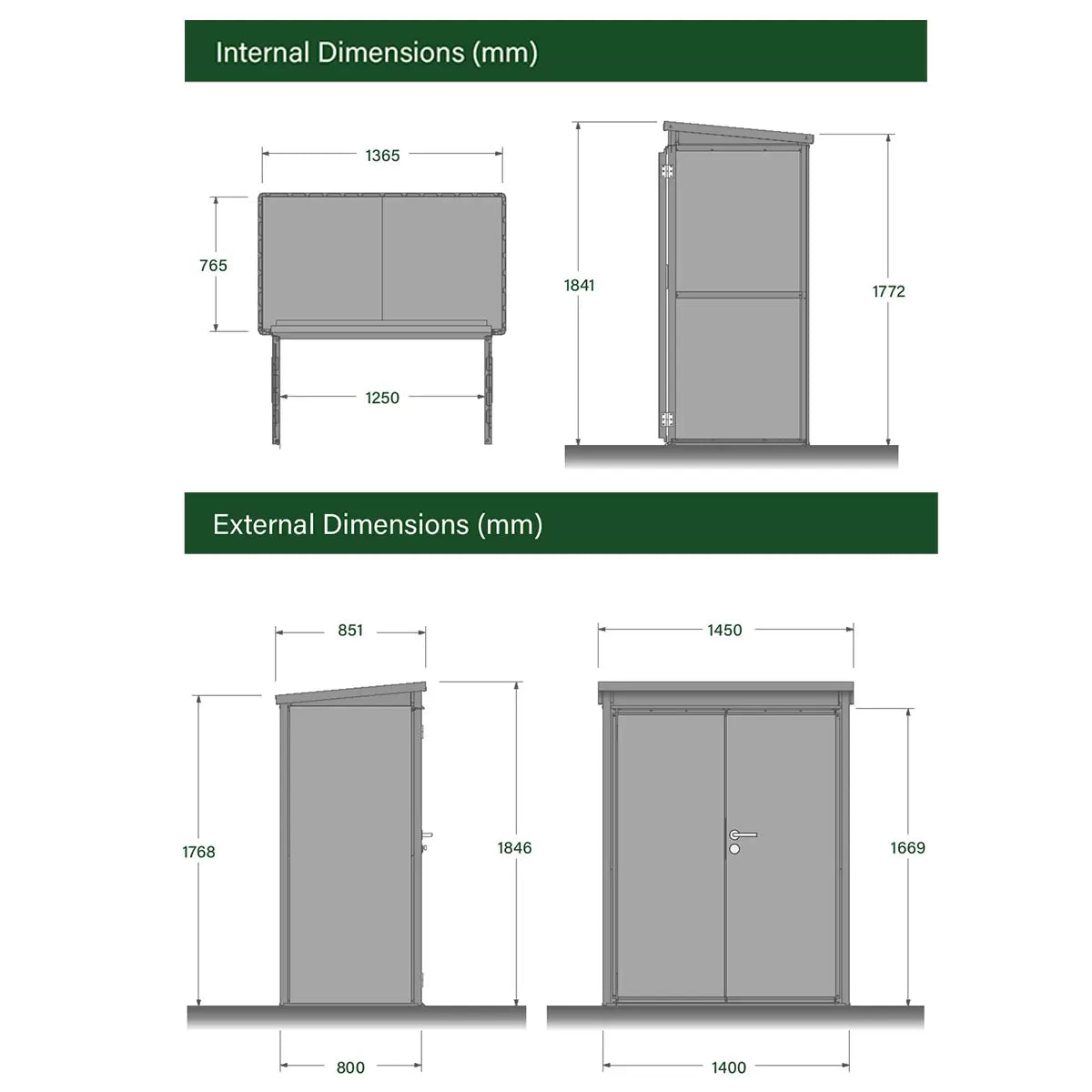 Stone Garden 4ft 7" x 2ft 6" (1.45 x 0.8m) Vertical 1, 887 Litre Steel Shed in 2