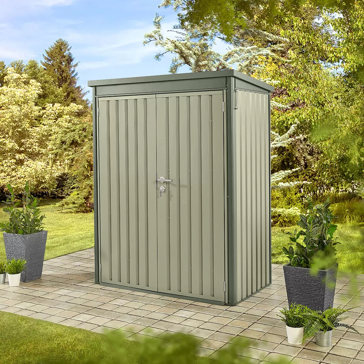 Stone Garden 4ft 7" x 2ft 6" (1.45 x 0.8m) Vertical 1, 887 Litre Steel Shed in 2