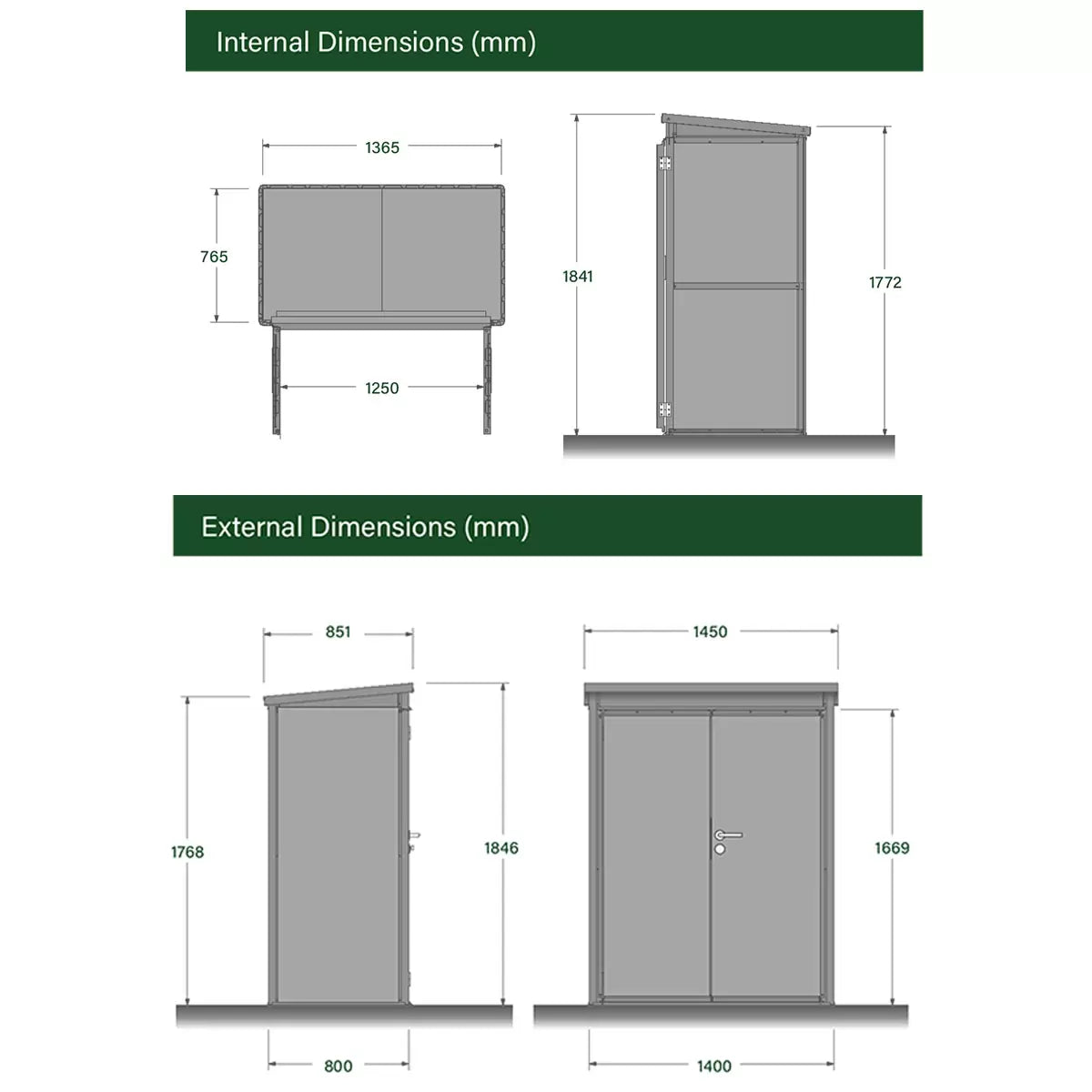 Stone Garden 4ft 7" x 2ft 6" (1.45 x 0.8m) Vertical 1, 887 Litre Steel Shed in 2