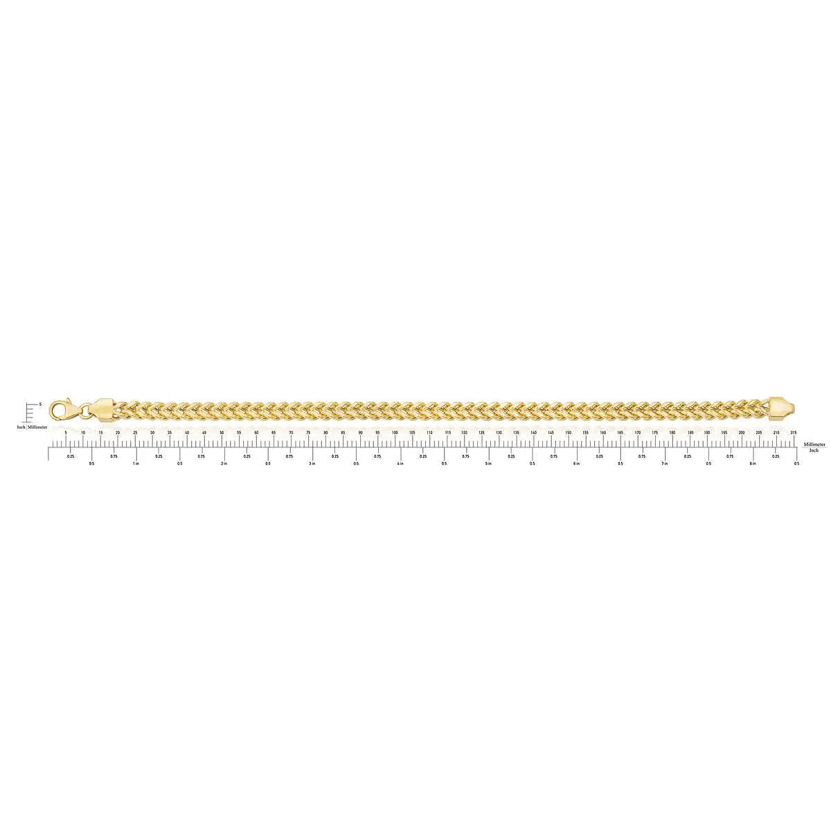 14ct Yellow Gold Franco Chain Mens Bracelet