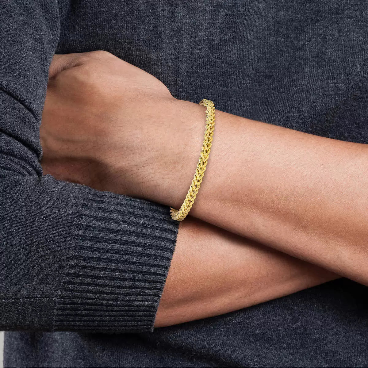 14ct Yellow Gold Franco Chain Mens Bracelet