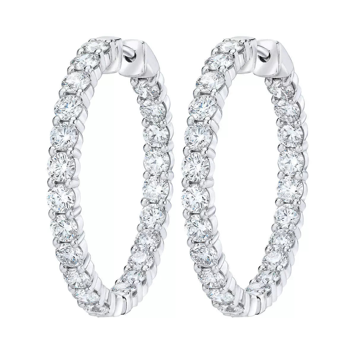 4.00ctw Round Brilliant Cut Diamond Inside Outside Hoop Earrings, 14ct White
