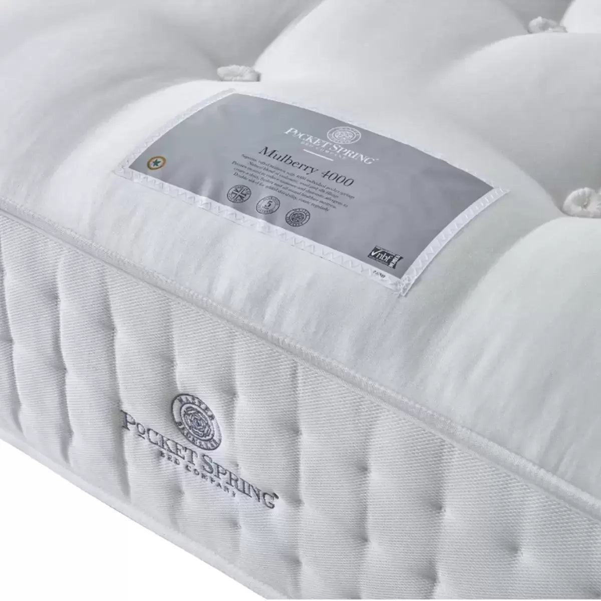 Pocket Spring Bed Company Mulberry Mattress & Pebble Grey Full Ottoman Divan