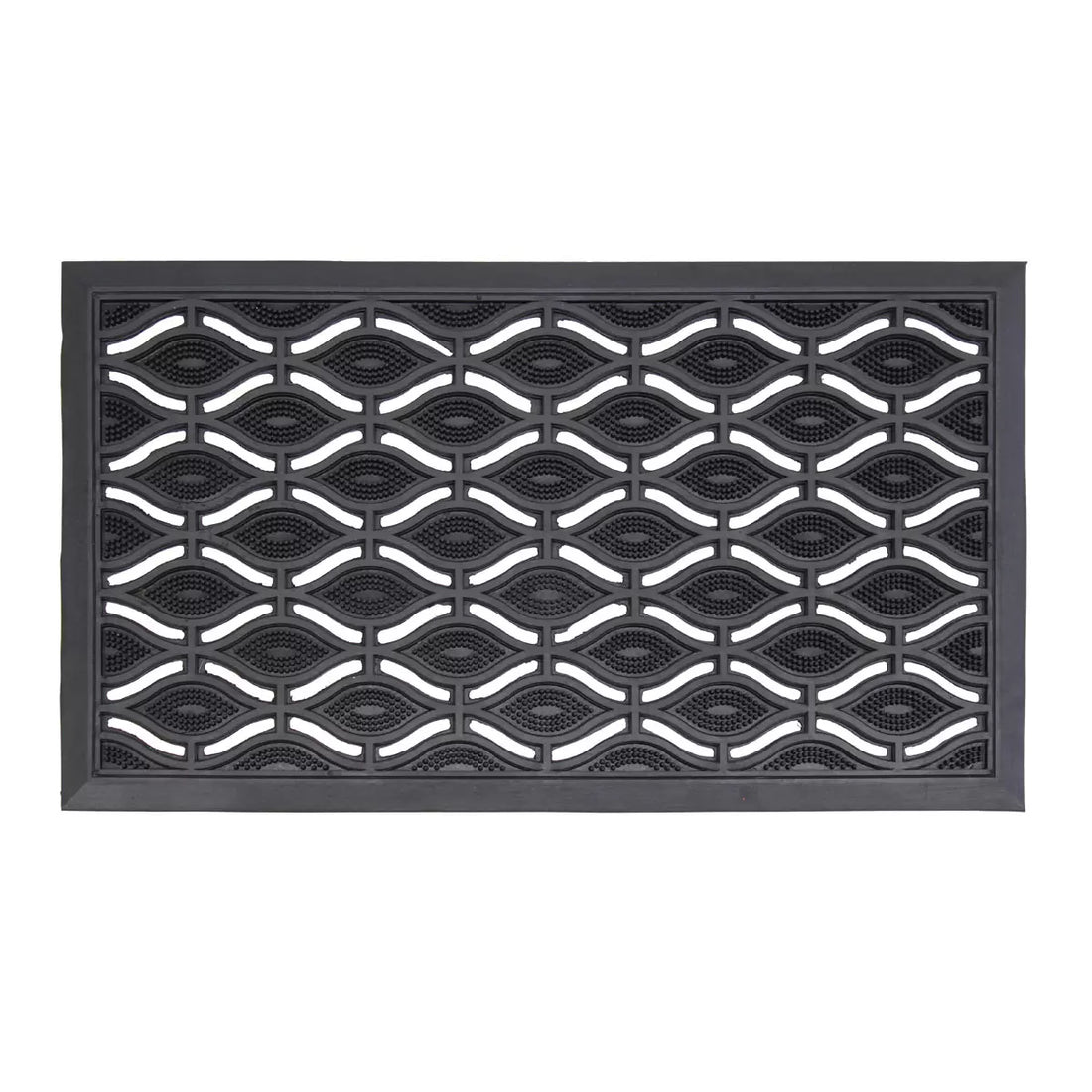 JVL Elipses Eyes Rubber Door Mat, 40 x 70 cm