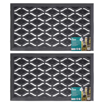 JVL Elipses Eyes Rubber Door Mat, 40 x 70 cm