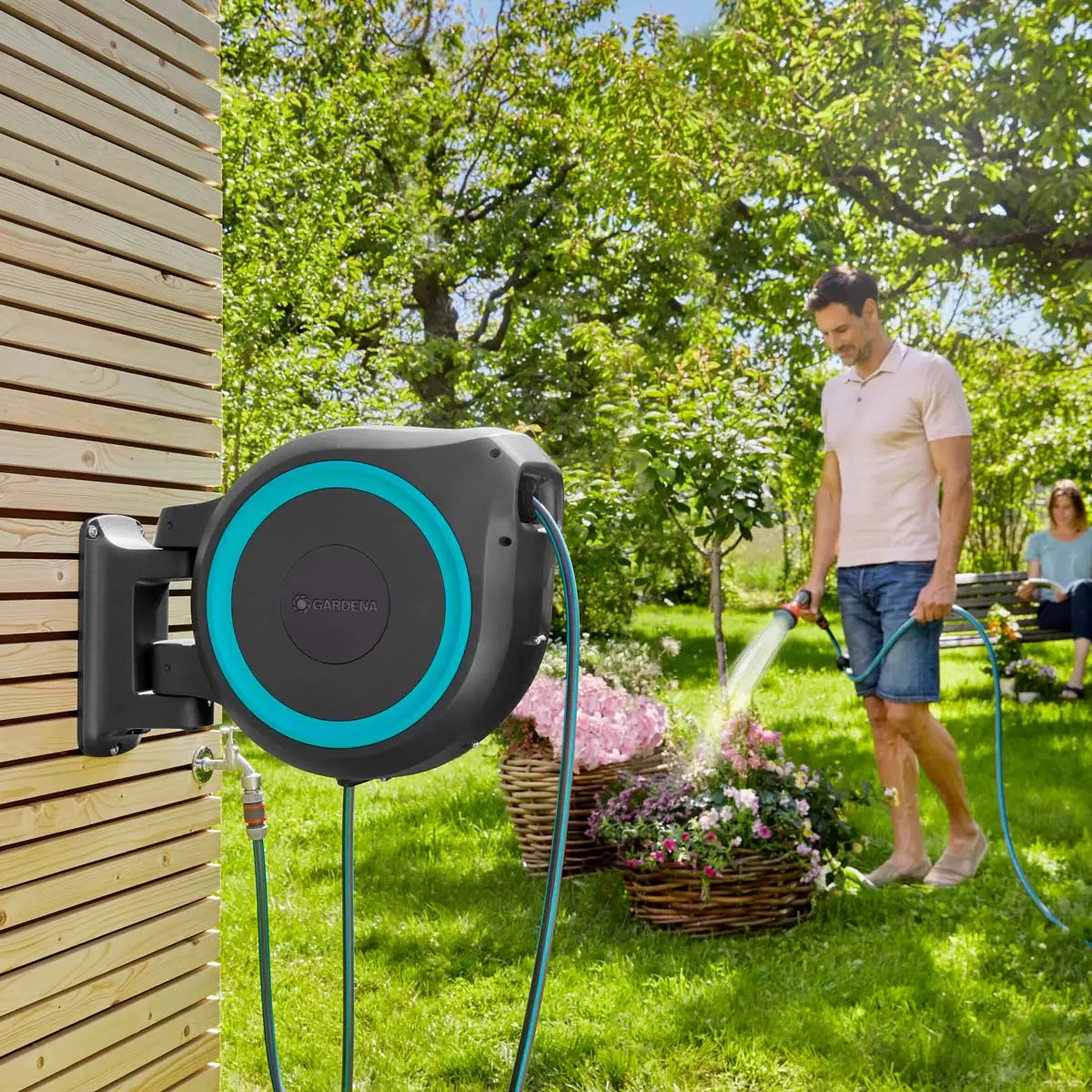Gardena Wall-Mounted 35m (114.8ft) Hose Box with Automatic Roll-Up