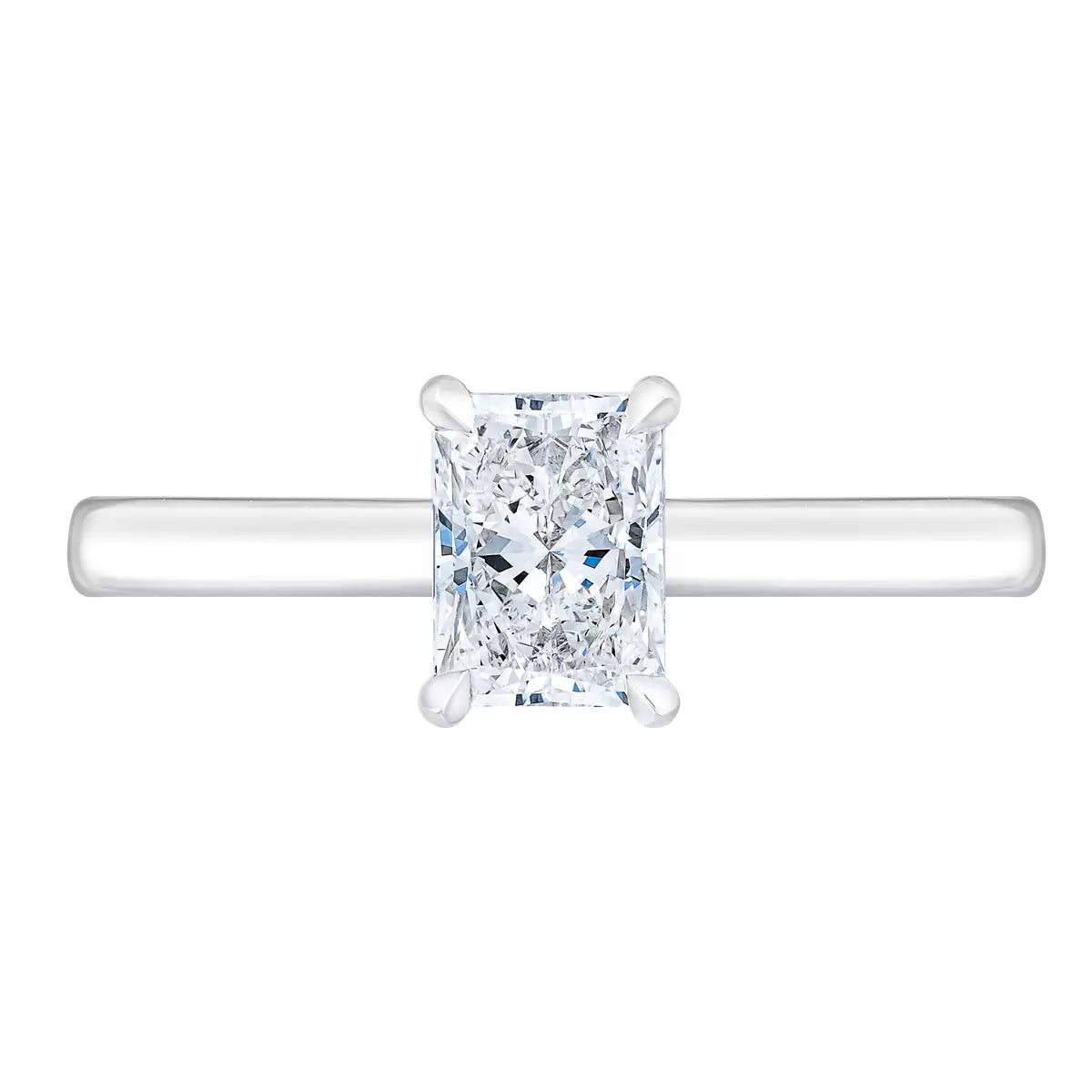 1.00ct Radiant Cut Diamond Solitaire Ring, Platinum