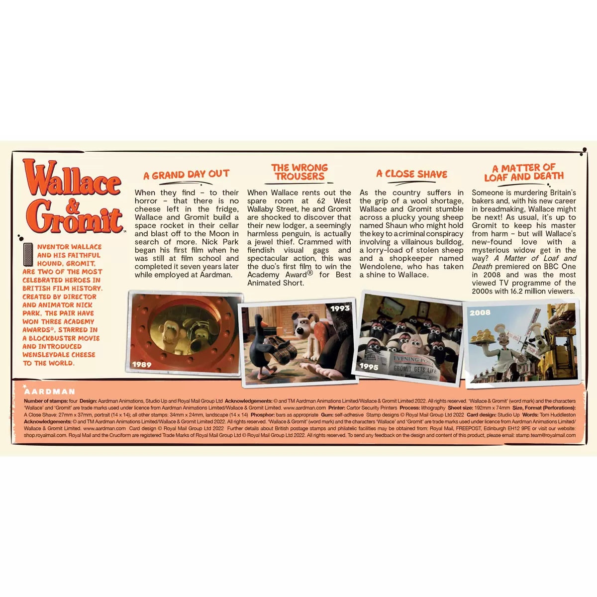 Aardman Classics Royal Mail® Affixed Presentation Pack