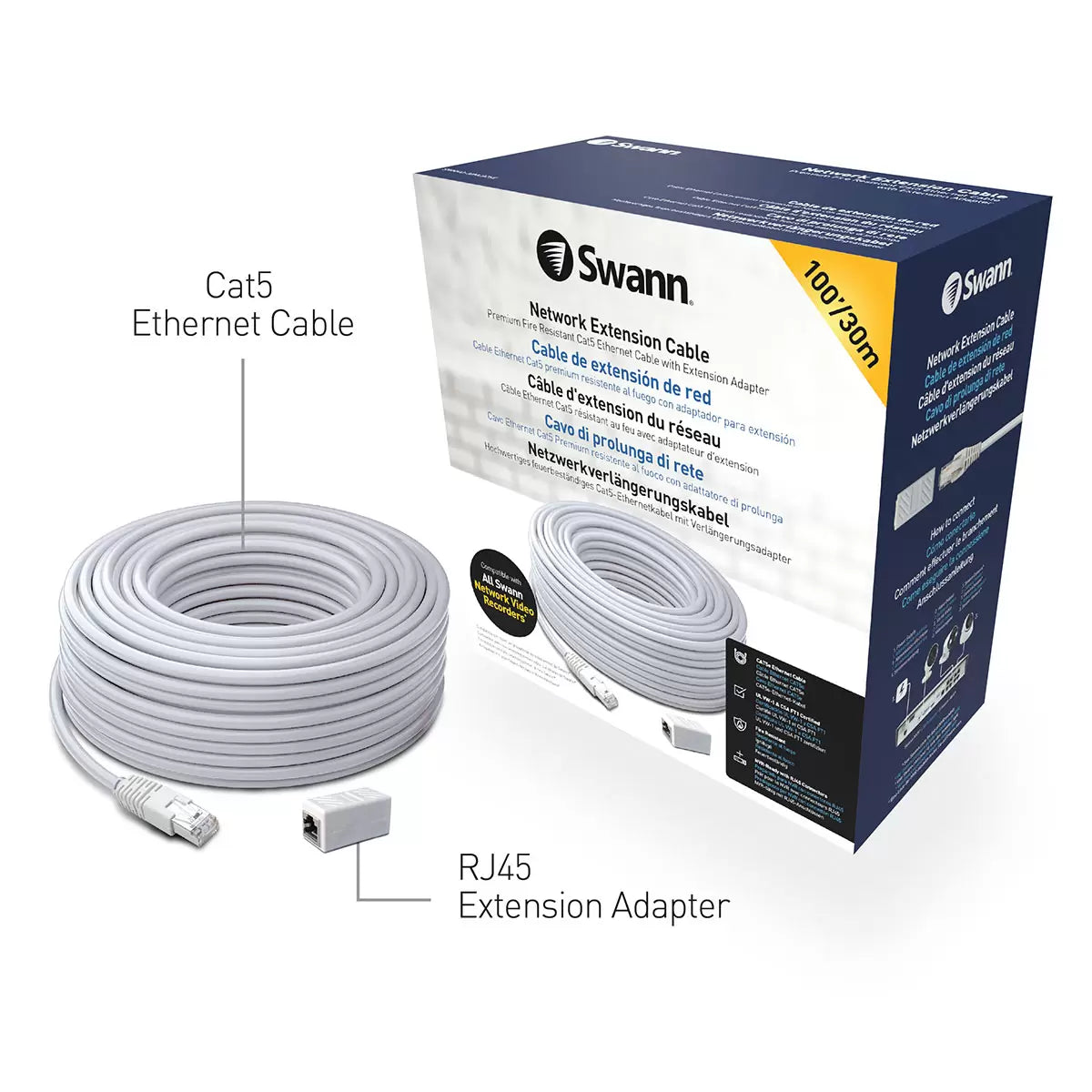 Swann 30m/100ft Network Extension Cable, SWNHD-30MCAT5E-GL